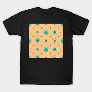 Suns and Dots Cyan on Pale Orange Repeat 5748 T-Shirt